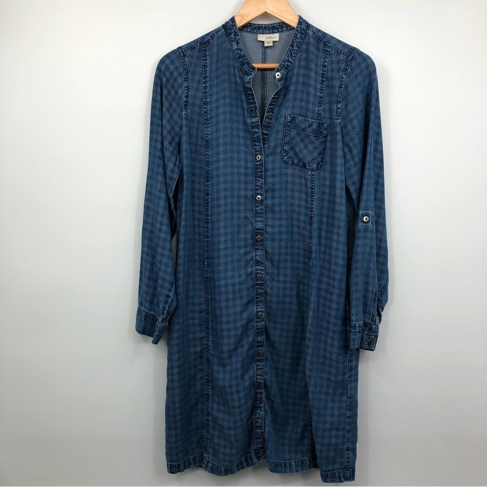 J. Jill Denim Lycocell Gingham Pocket‎ Dress Size Small